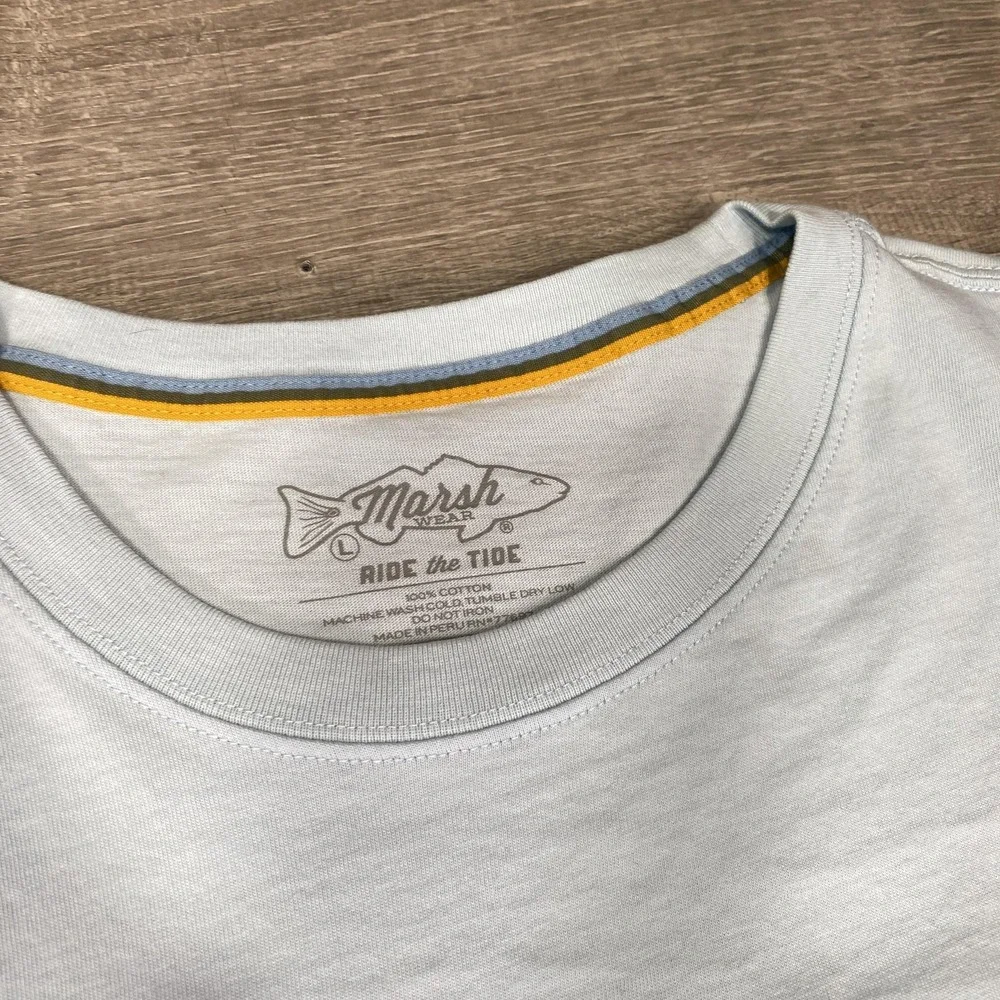 Marsh Wear Shirt Mens Large Blue Duck Graphic Long Sleeve Pocket Cotton Casual - Picture 3 of 10